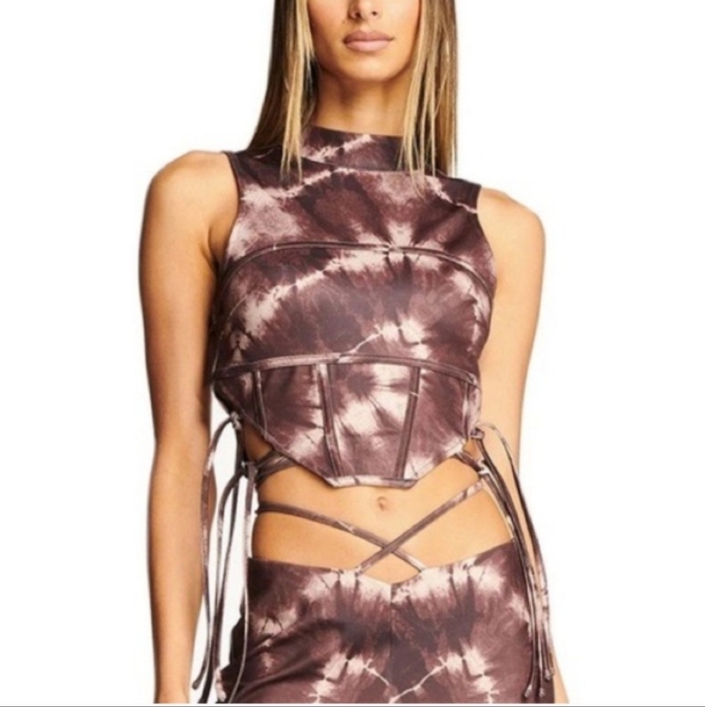 I AM GIA Evie Brown Tie Top Size XS EUC